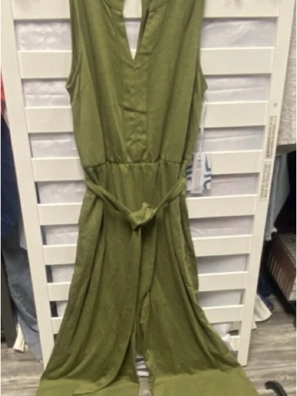 Market & Spruce Olive Green Sleeveless Tie-Waist Maxi Dress